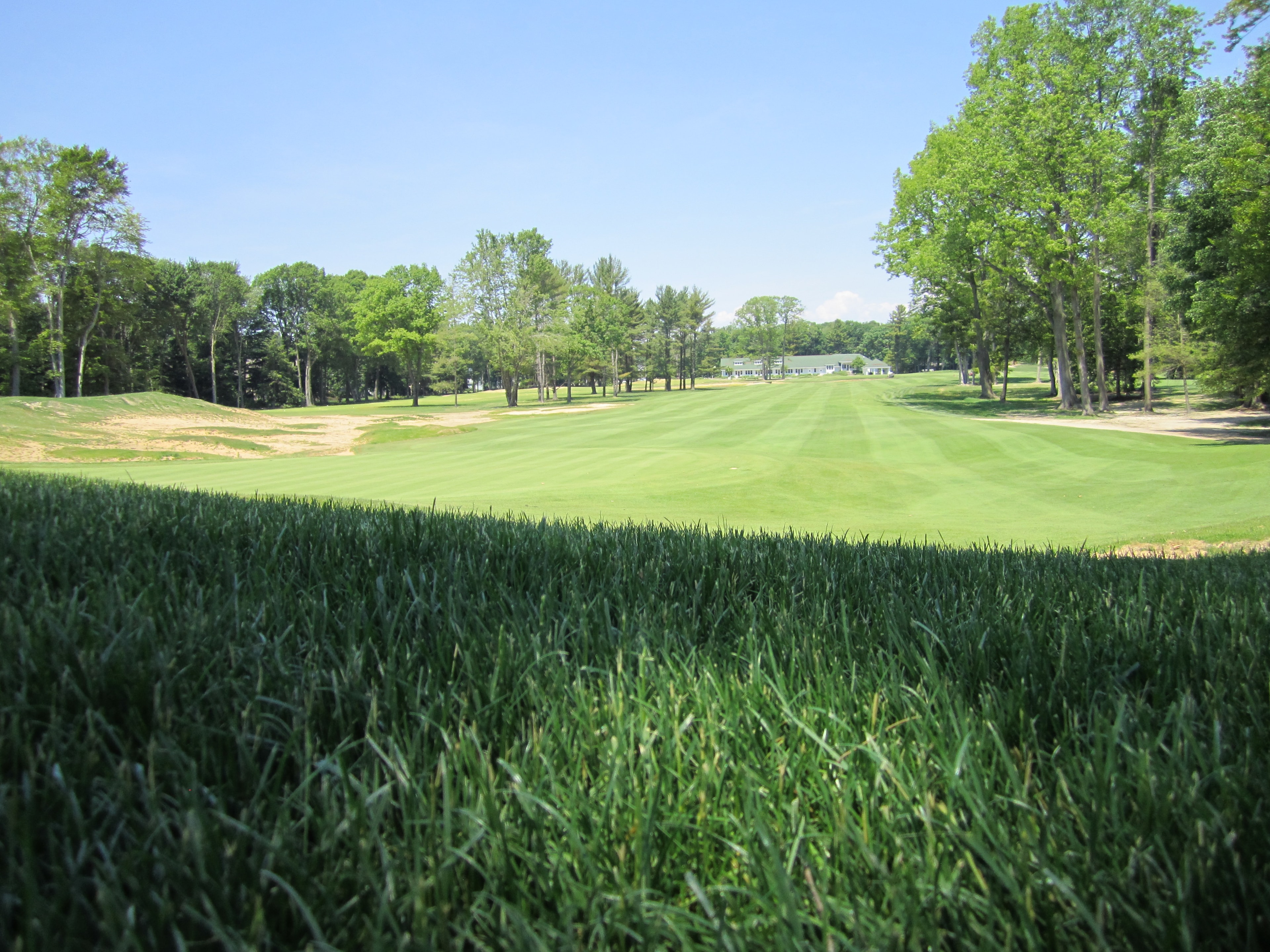 Finished fairway with mature turf and bunker after hydroseeding at American Dunes