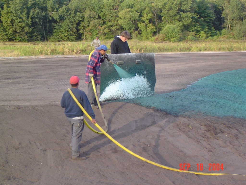 Hydroseed spray application at Macatawa Legends