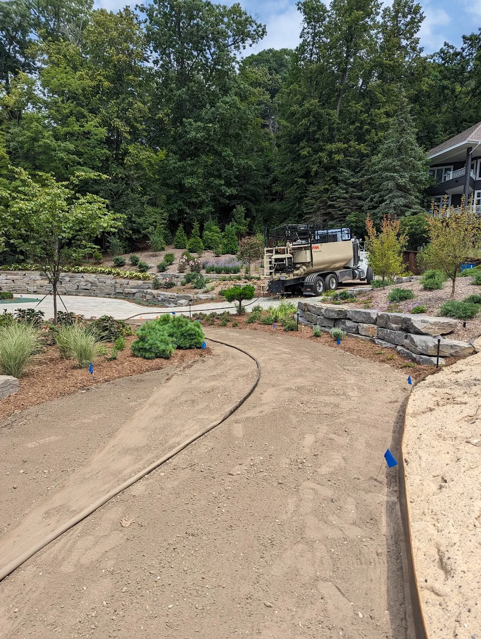 Hydroseeder at landscaping project