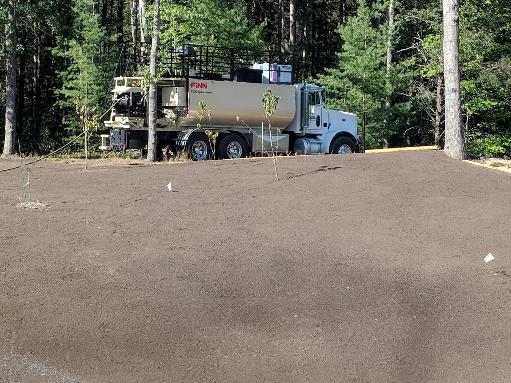 Hydroseeder truck on location