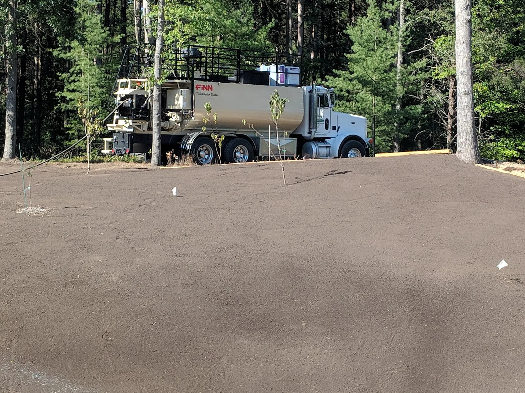 Hydroseeder truck on jobsite